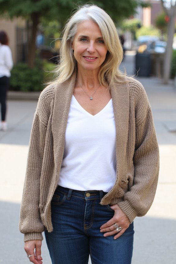 chic cardigan and jeans