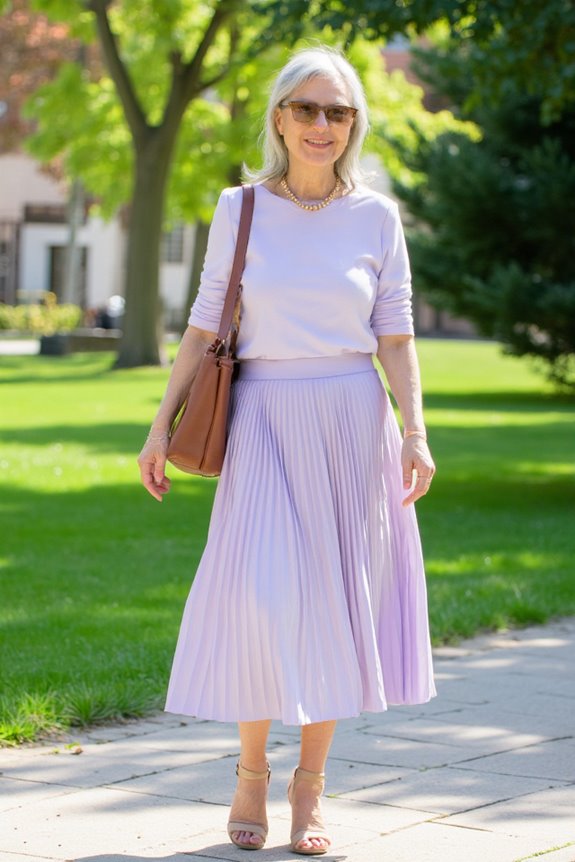 sophisticated pleated skirt pairing